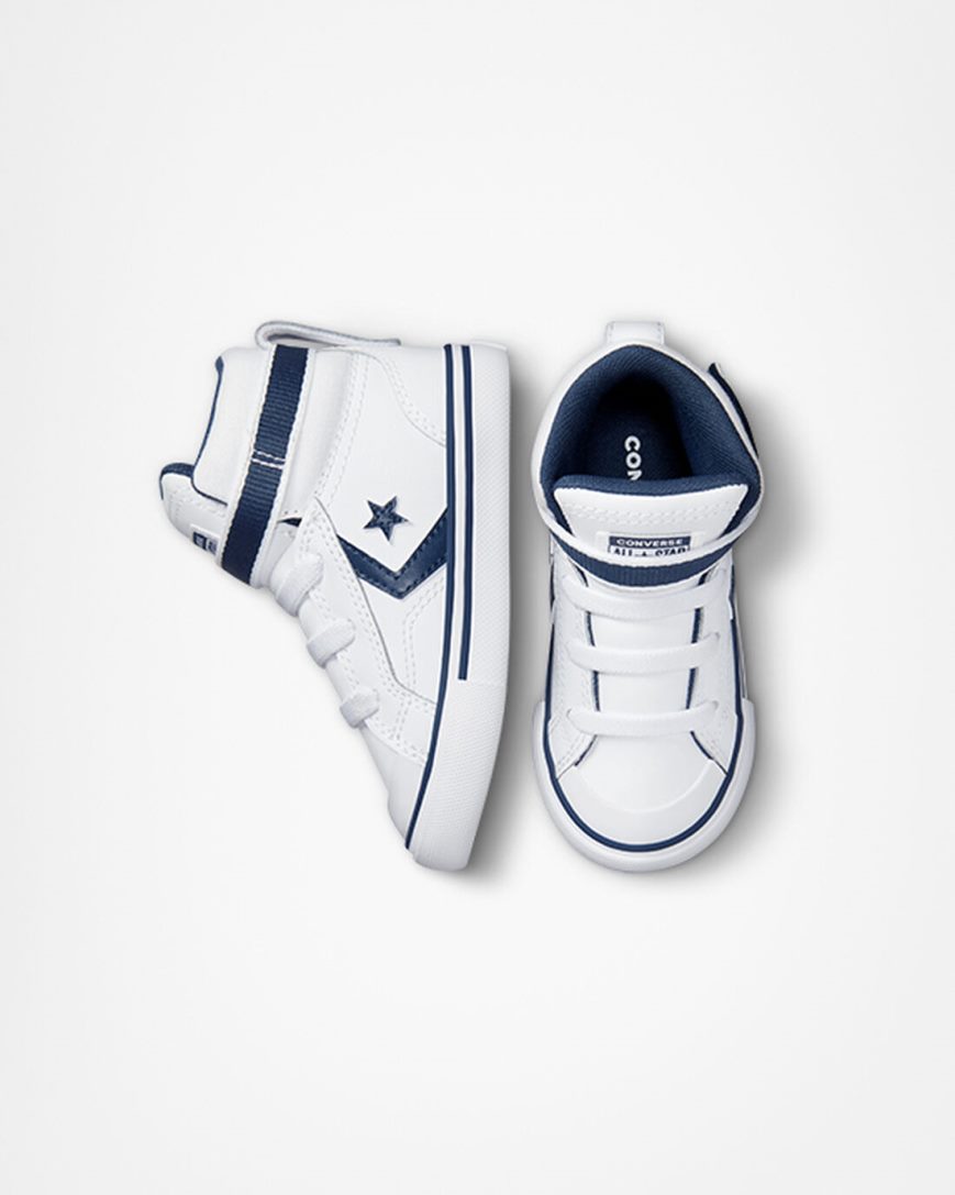 Girls' Converse Pro Blaze Strap Easy-On Varsity Club High Top Shoes White / Navy / White | AU 4E6C5D